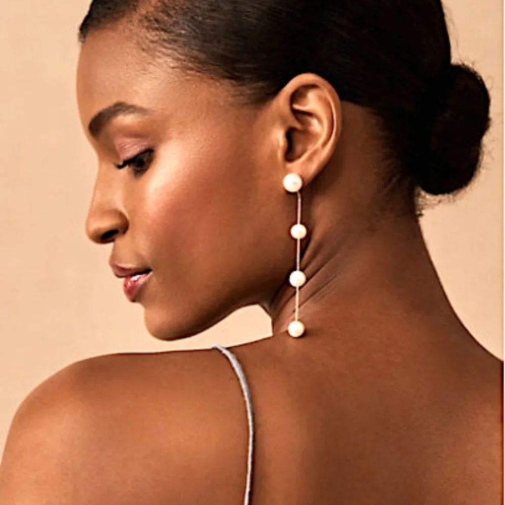 New ~ Anthropologie BHLDN "Leonor" Long Pearl Earrings